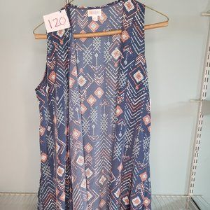 LulaRoe - Joy Vest - Small - Blue/Peach/White